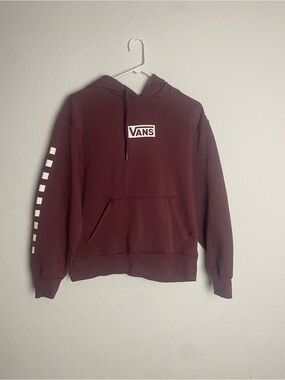 Vans Hoodie unisex Checkerboard Sleeve Off The Wall Maroon Burgundy size Small